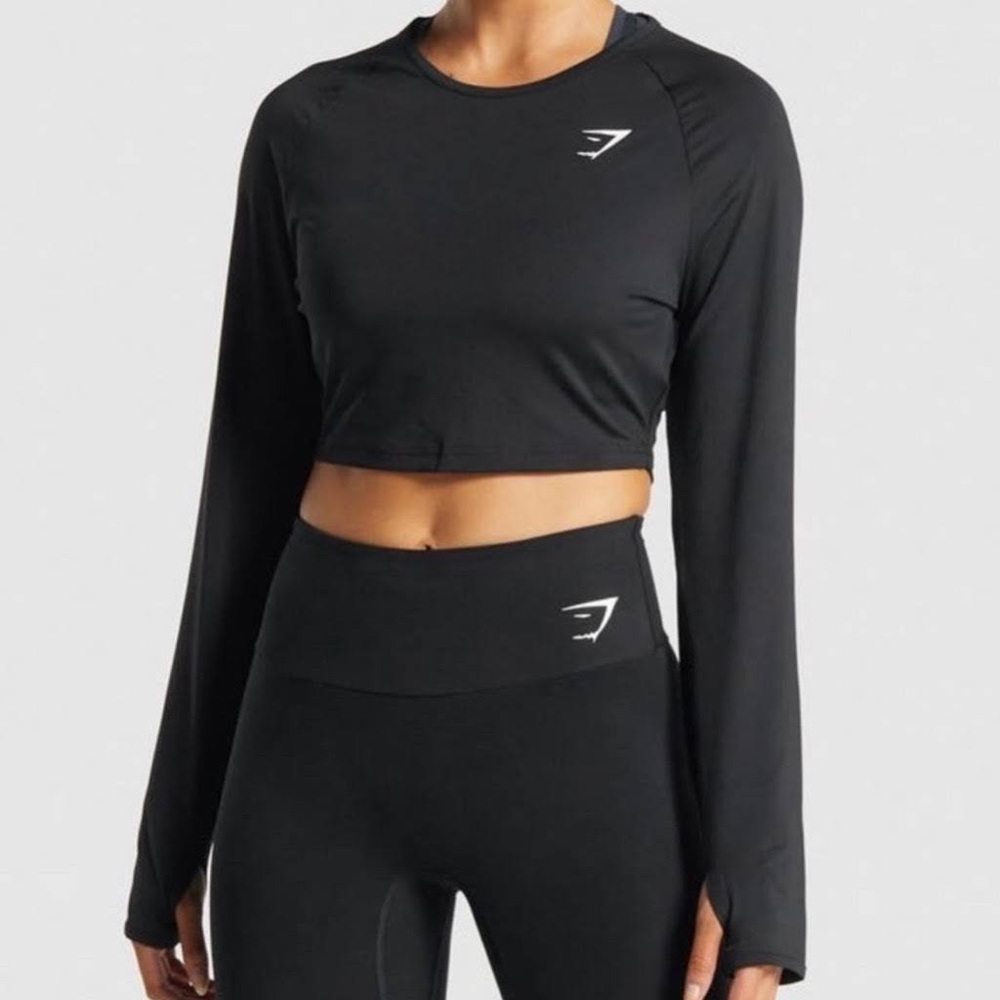 NWT Gymshark Training Long Sleeve Crop Top - Black - Small